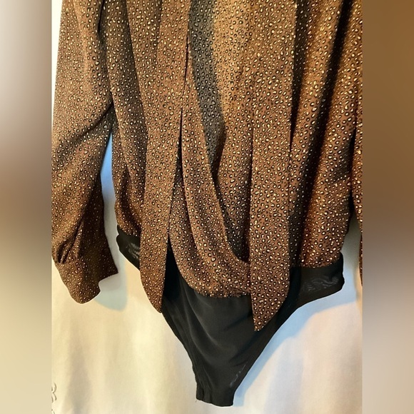 Allison Joy Brown & Black Leopard Print Long Sleeve Bodysuit - Picture 2 of 16